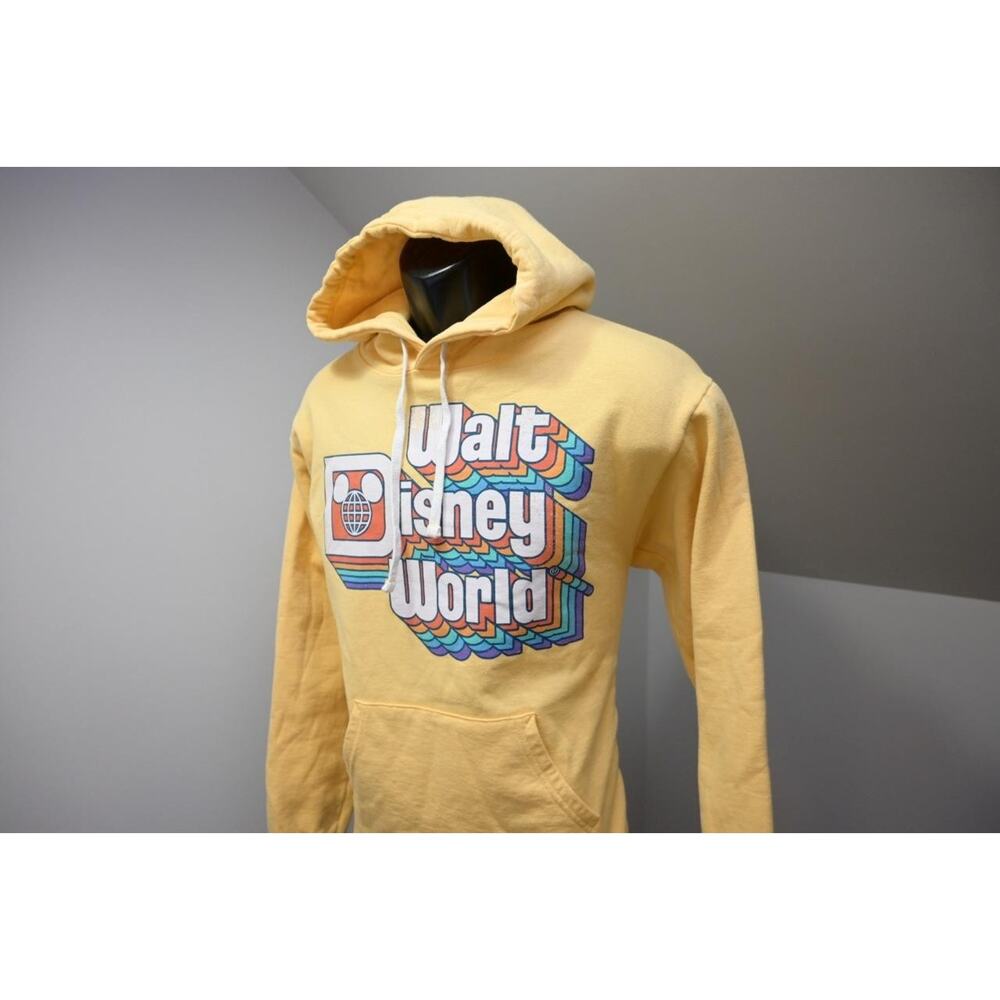 Walt Disney World Mickey Mouse Hoodie Sweater Yellow Long Sleeve Size Small